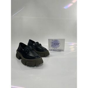 Steve Madden Women's Trifecta Lug Sole Platform Loafers - Black/Olive 8.5M